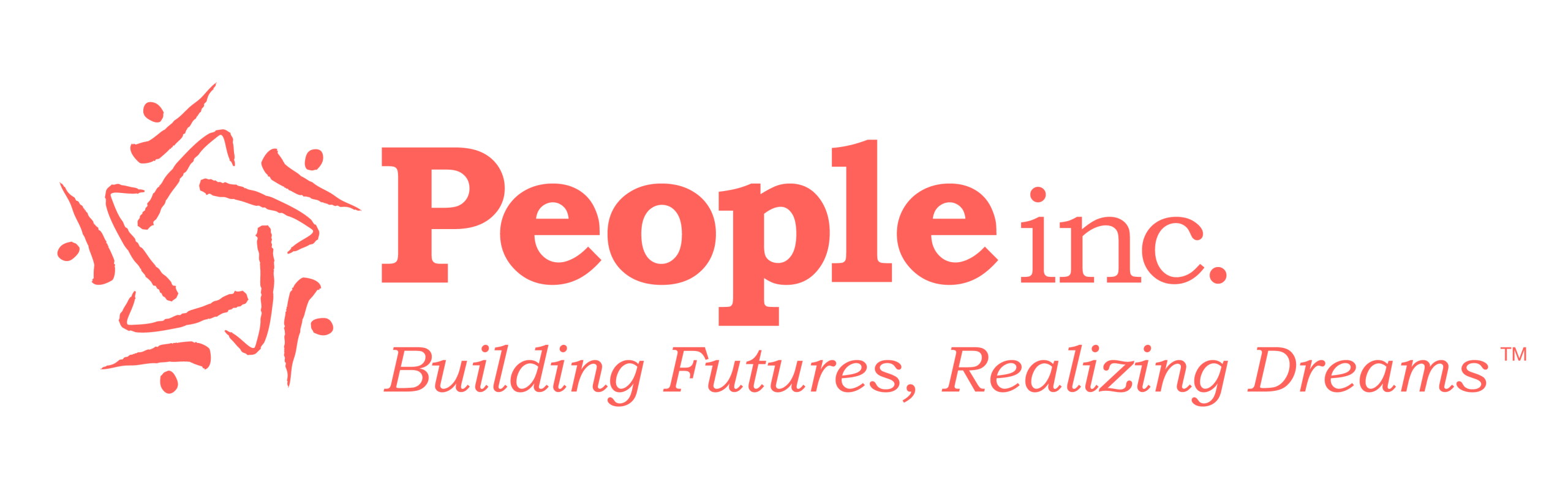 Light red People Inc logo with tagline that says "building futures, realizing dreams"